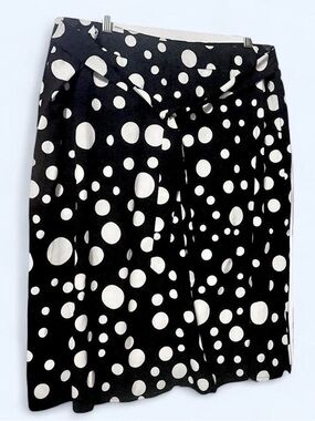 2XL/3Xl Black and White Polka Dot A-Line Knee Length Skirt